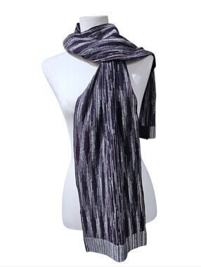 Missoni Purple and Gray Wool Blend Striped Textured Scarf